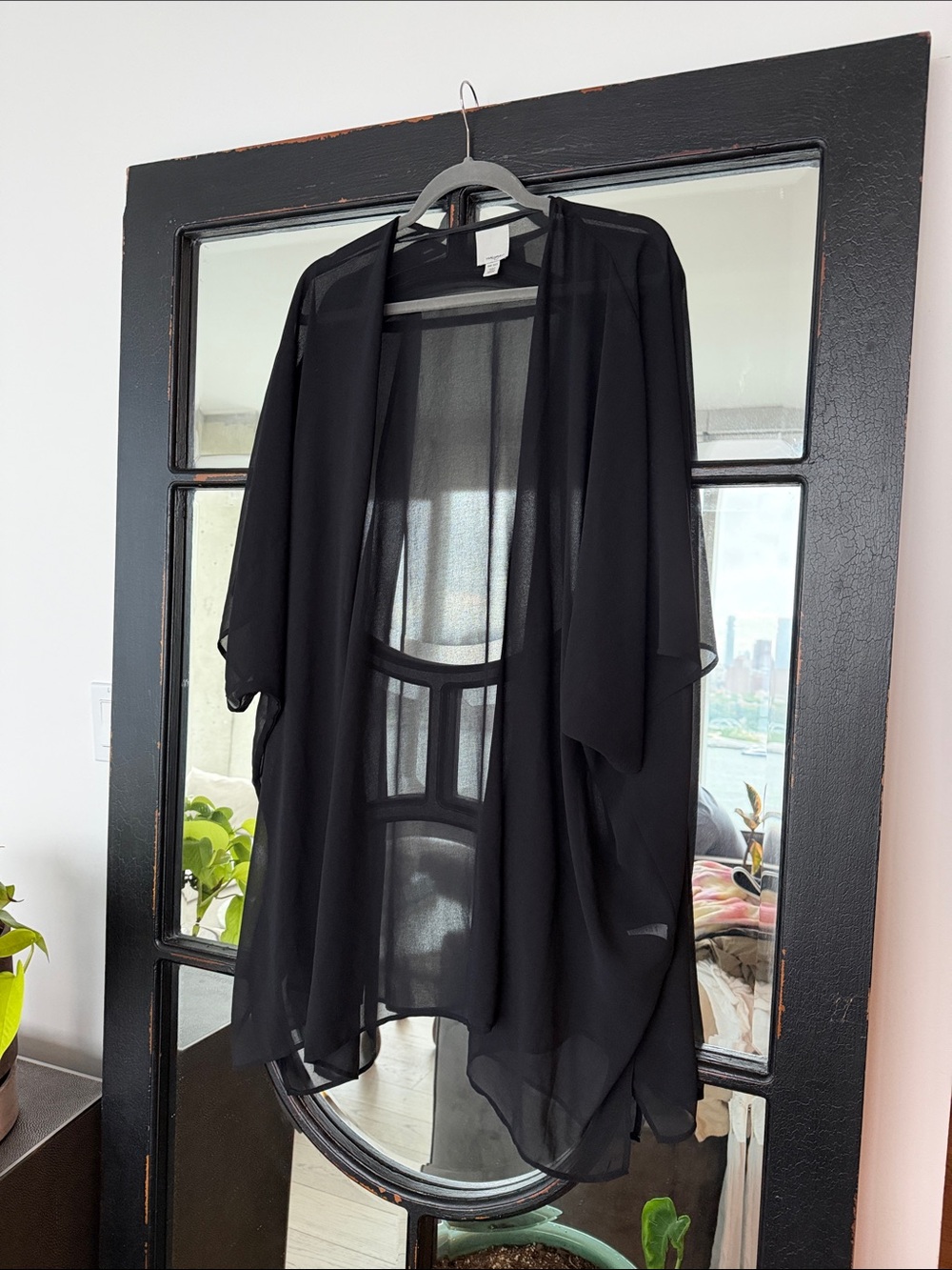 Halogen Black Sheer Kimono Cover-Up